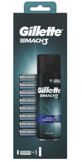 Gillette Mach3 borotvafej 8 db + Sensitive borotvazselé 200 ml