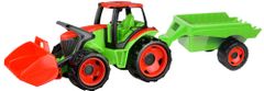 LENA Traktor kanállal és pótkocsival, piros zöld