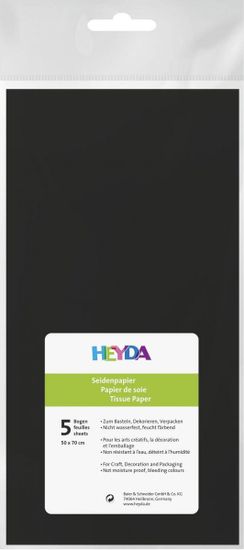 HEYDA Selyempapír 50 x 70 cm - fekete 5 db