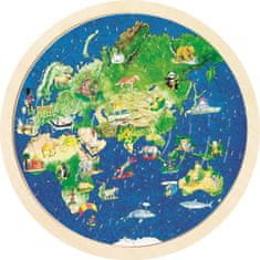 Goki Megfordítható fa puzzle világ 57 db