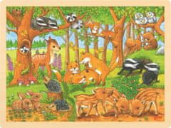 Goki Fa puzzle Állatbabák az erdőben 48 db