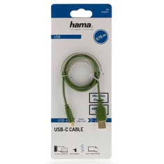 Hama USB-C 2.0 kábel A-C típus 0,75 m, Flexi-Slim, zöld