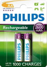PHILIPS újratölthető akkumulátorok AA 2600mAh, NiMH - 2db