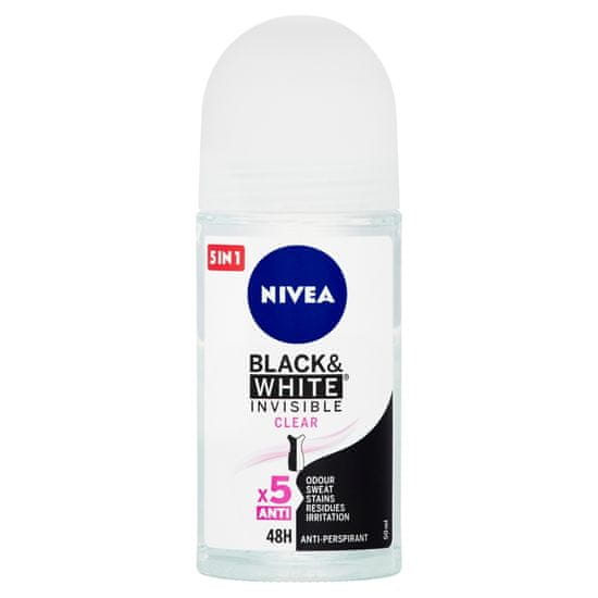 Nivea Black & White Invisible Clear Ball izzadásgátló, 50 ml