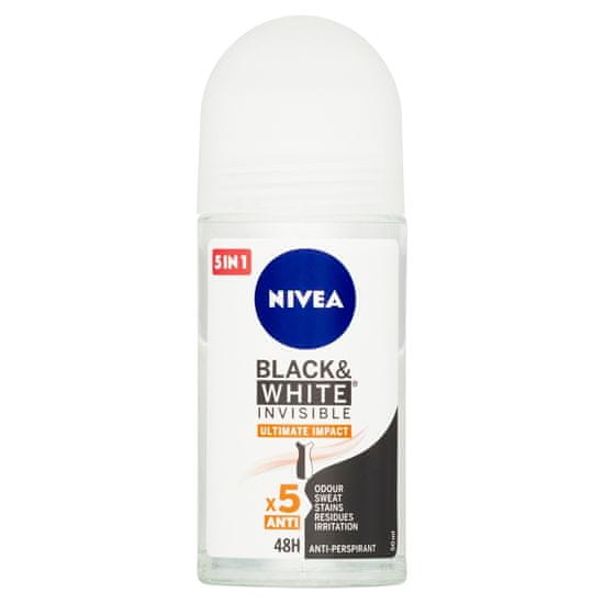 Nivea Black & White Invisible Ultimate Impact Ball izzadásgátló, 50 ml