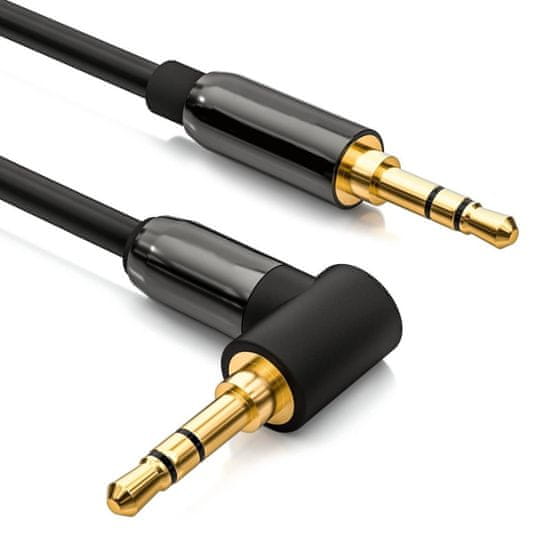 MG Angled audio kábel 3.5mm mini jack M/M 1.5m, fekete
