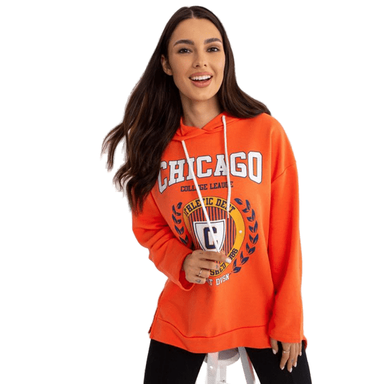 FANCY Női kapucnis pulóver TATUM narancssárga nyomtatással FA-BL-8107.39_390553