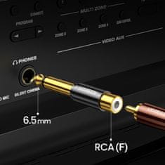 Ugreen Ugreen 6,35mm jack adapter csatlakozó RCA konnektorral - Arany