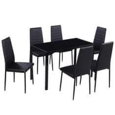 Greatstore 7 darabos fekete étkező asztal szett