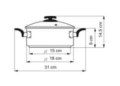 Kolimax Comfort fazék fedővel, 18 cm átmérőjű, 2 l térfogatú