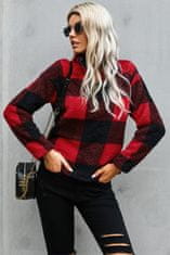 OMG! női kockás pulóver cipzárral Mauz fekete piros 2XL