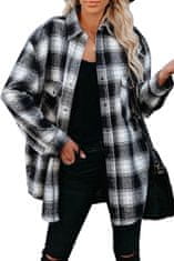OMG! női kockás kabát gombos zsebekkel Atoro fehér fekete L