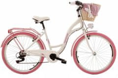 Goetze  Mood Női kerékpár 6 fokozat 26″ kerék 17” váz 155-180 cm magassag, Fehér/Rózsaszín