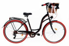 Davi  Emma Női kerékpár 7 fokozat 28″, Fonott, 160-185 cm magasság, Fekete/Piros