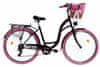  Emma Női kerékpár 7 fokozat 28″, Fonott, 160-185 cm magasság, Fekete/Rózsaszín