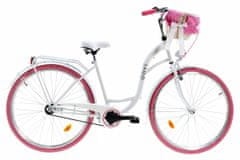 Davi  Lila Női kerékpár 1 fokozat 28″, Fonott, 160-185 cm magasság, Fehér/Rózsaszín