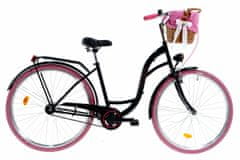 Davi  Lila Női kerékpár 1 fokozat 28″, Fonott, 160-185 cm magasság, Fekete/Rózsaszín