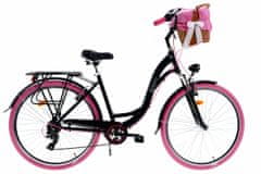 Davi  Maria Alumínium Női kerékpár 7 fokozat 28″, Fonott, 160-185 cm magasság, Fekete/Rózsaszín