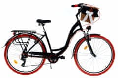 Davi  Maria Alumínium Női kerékpár 7 fokozat 28″, Fonott, 160-185 cm magasság, Fekete/Piros