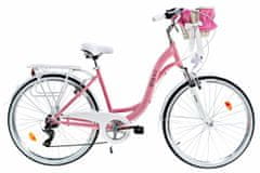 Davi  Maria Alumínium Női kerékpár 7 fokozat 28″, Fonott, 160-185 cm magasság, Rózsaszín