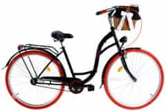 Davi  Lila Női kerékpár 1 fokozat 28″, Fonott, 160-185 cm magasság, Fekete/Piros