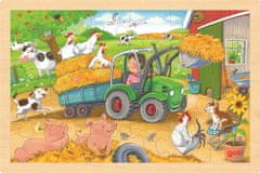 Goki fa puzzle Kis traktor 24 darab