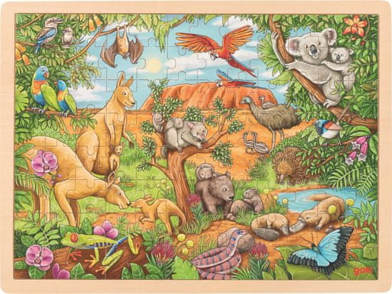 Goki Fából készült puzzle Ausztrál állatok 96 darab