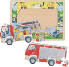 Goki Többrétegű fa puzzle Tűzoltók munkában 59 db