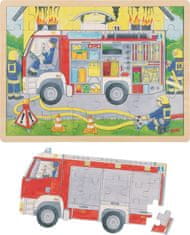 Goki Többrétegű fa puzzle Tűzoltók munka közben 59 darab