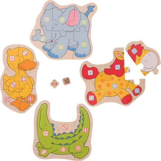 Goki Puzzle játék kockával Állatok