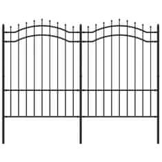 shumee fekete porszórt acél kerti kerítés lándzsa hegyekkel 190 cm
