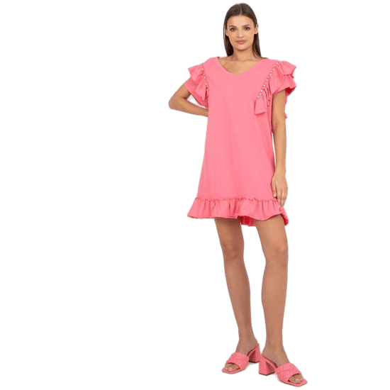 FANCY Női fodros ruha applikációval KELL pink FA-SK-7017.72P_386393