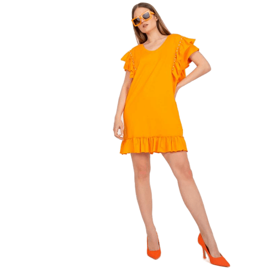 FANCY Női fodros ujjú ruha applikációval MELANTHA narancs színben FA-SK-7017.72P_386376