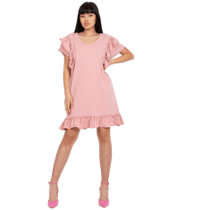 FANCY Női fodros V-nyakú pamut ruha RYLEE világos rózsaszínű FA-SK-7017.72P_386375 Univerzális