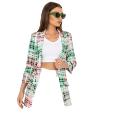 ITALY MODA Női gomb nélküli kabát kockás ASHLI zöld és rózsaszín DHJ-MA-7684B-2.15_387944 2XL