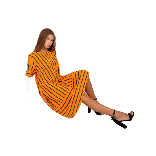 ITALY MODA Női csíkos midi oversize ruha LAMONT narancssárga DHJ-SK-3243.97_388706