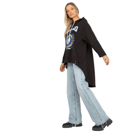FANCY Fekete hosszú női kapucnis pulóver nyomtatott FA-BL-8107.39_390520