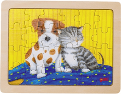 Goki Fa puzzle Állati barátság - Cica és kiskutya 24 darab