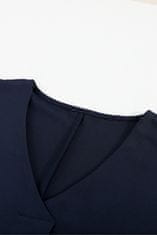 OMG! Női 3/4 ujjú ing magasan dekoltált szegéllyel és V-nyakkal Dubbo kék M
