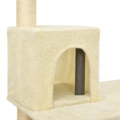 Greatstore krémszínű macskabútor szizál kaparófákkal 119 cm