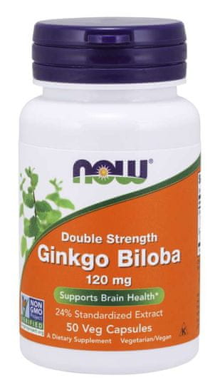 NOW Foods Ginkgo Biloba Double Strength, 120 mg, 50 gyógynövényes kapszula