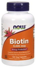 NOW Foods Biotin, 5000 ug, 120 Növényi kapszula