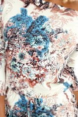 Numoco Női virágos ruha Yspanus bézs-kék XXL