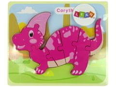 shumee Wooden Puzzle Dinosaur Corythosaurus Pink Spinosaurus Purple