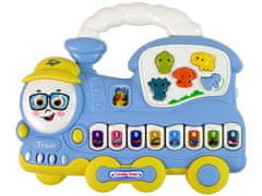 Lean-toys Interaktív zongora vonat hang állatokat jármű hangok dallamok kék