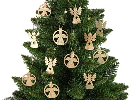 shumee Karácsonyi csecsebecsék Fából készült angyalok díszek a karácsonyfához 12 db