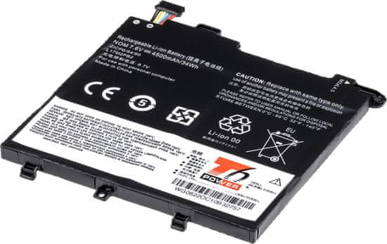 T6 power Akkumulátor Lenovo laptophoz, cikkszám: 5B10P53996, Li-Poly, 7,6 V, 4500 mAh (34 Wh), fekete