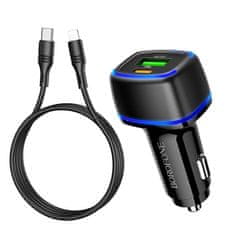 Borofone Borofone autós töltő USB - USB-C, Lighting kábelekkel - Fekete