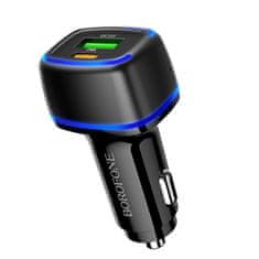 Borofone Borofone autós töltő USB - USB-C, Lighting kábelekkel - Fekete