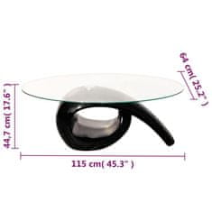 shumee 240432 Coffee Table with Oval Glass Top High Gloss Black 